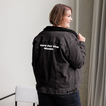 Load image into Gallery viewer, Unisex Denim Embroidered Sherpa Jacket-"Here for the Music"