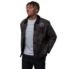 Load image into Gallery viewer, Unisex Denim Embroidered Sherpa Jacket-&quot;Here for the Music&quot;

