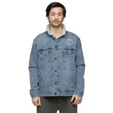 Load image into Gallery viewer, Unisex Denim Embroidered Sherpa Jacket-&quot;Here for the Music&quot;
