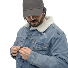 Load image into Gallery viewer, Unisex Denim Embroidered Sherpa Jacket-&quot;Here for the Music&quot;
