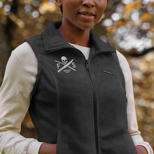 Load image into Gallery viewer, Women’s Skull and Knife Embroidered Columbia fleece vest

